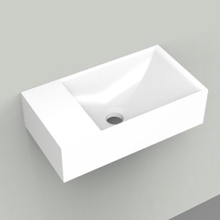 Fontein Arcqua Marble Free 40x22x12 cm Links Zonder Kraangat Glanzend Wit