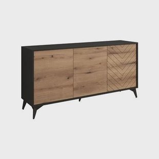 Meubella - Dressoir Dolores - Eiken - Zwart - 154 cm