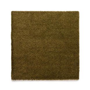 Tapeso Vierkant hoogpolig vloerkleed shaggy Trend effen - olijfgroen -