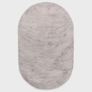 Tapeso Ovaal hoogpolig vloerkleed - Comfy plus - lichtgrijs - 100x150