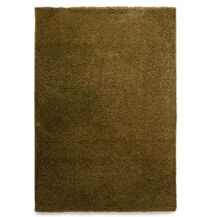 Tapeso Hoogpolige loper shaggy Trend effen - olijfgroen - 80x250 cm