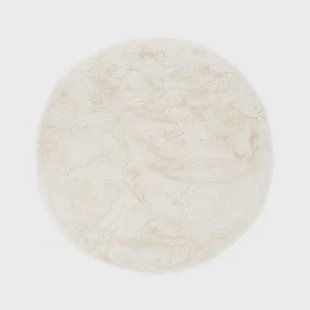 Tapeso Rond hoogpolig vloerkleed - Comfy plus - wit - 80 cm