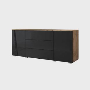 Meubella - Dressoir Pure - Zwart - Eiken - 150 cm Meubella - Dressoir Pure - Zwart - Eiken - 150 cm