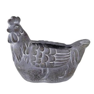 Clayre & Eef Bloempot Kip 29x17x23 cm Grijs Steen Woondecoratie Clayre & Eef Bloempot Kip 29x17x23 cm Grijs Steen Woondecoratie