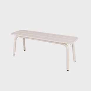 Metalen tuinbank 120 cm ivoor - zonder rugleuning