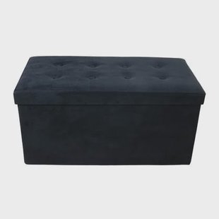 MISOU Opbergbox met Bank Velvet Zwart Opbergbank Poef met Opbergrui...