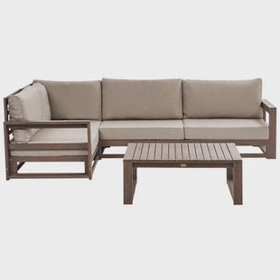 Beliani - TIMOR - Loungeset - Donkere houtkleur