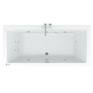 Riho Easypool 3.1 Lusso whirlpoolbad rechts 190x90cm hydro 6+4+2 pneumatische bediening inclusief poten en afvoer wit B037002005