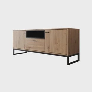 Meubella - TV-Meubel Ozzy - Eiken - Zwart - 135 cm