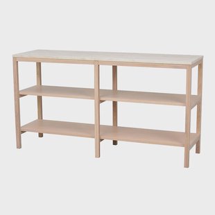 Orwel houten open kast met travertine blad - whitewash - 140 cm