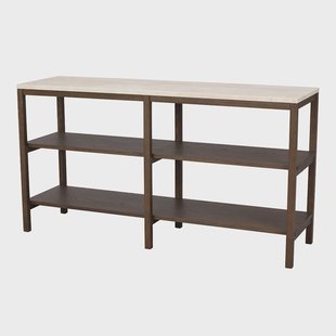 Orwel houten open kast met travertine blad - donker eiken - 140 cm