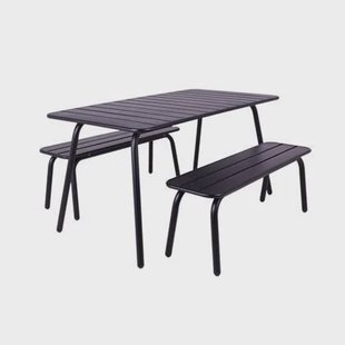 Metalen picknickset Max 150 cm zwart 3-delig