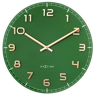 NeXtime - Wandklok 40cm-Stil-Groen-Glas|Aluminium-NeXtime Classy