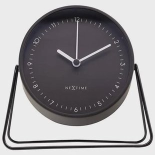 NeXtime - Tafel Wekker 14x13x7cm-Stil-Zwart-Metaal-NeXtime Berlin