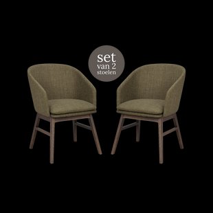 Windham eetkamerstoel groen - donker eiken onderstel - set van 2