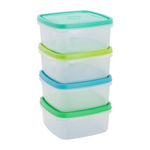 Vershoudbakjes van plastic - 0.9 liter - set van 4