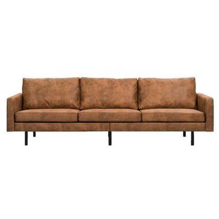 Leen Bakker - Bank Collin 4-zits - Cognac - Lederlook - Bruin - 280x88x88 Cm