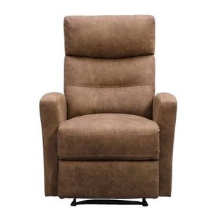 Leen Bakker - Relaxfauteuil Jackson - Stof - Licht - Lederlook - Bruin - 51x104x46 Cm