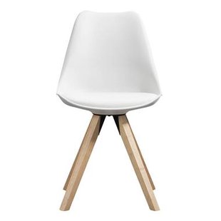 2e Halve Prijs Leen Bakker - Eetkamerstoel Senja - Hout - Hout/Kunststof - Wit