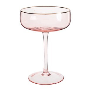 Champagnecoupe gouden rand - roze - 220 ml