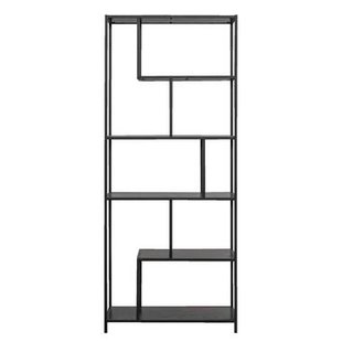 Leen Bakker - Boekenkast Jaxx Zwart 185x77x35cm - Boekenkasten - Zwart - Metaal Mdf Leen Bakker - Boekenkast Jaxx Zwart 185x77x35cm - Boekenkasten - Zwart - Metaal Mdf