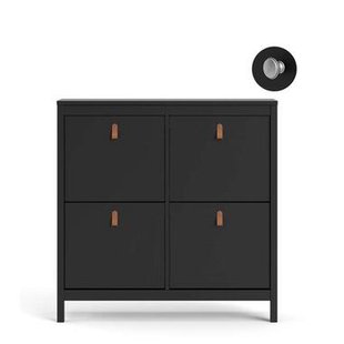 Leen Bakker - Schoenenkast Madeira - 103x102x25 Cm - Spaanplaat - Zwart