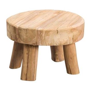 Leen Bakker - Bijzettafel Tjeu - Teak - 30xØ45 Cm - Teakhout - Bruin