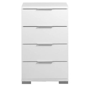 Leen Bakker - Nachtkastje Valencia - 4 Lades - Spaanplaat - Wit - 42x46x79 Cm