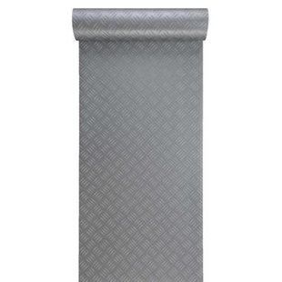 Leen Bakker - Vinyl Metallica - Traanplaat Grijs - PVC - Zilverkleurig - B400 Cm