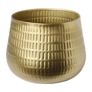 Plantenpot gehamerd - goud - 18x18x22 cm Plantenpot gehamerd - goud - 18x18x22 cm