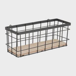 Wandrek mandje - 9.5x25x8.5 cm - zwart Wandrek mandje - 9.5x25x8.5 cm - zwart