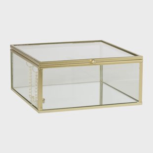 Gouden box groot - vierkant - 14x14x6 cm