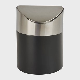 Tafel afvalbakje - zwart/rvs - 11.5x17 cm