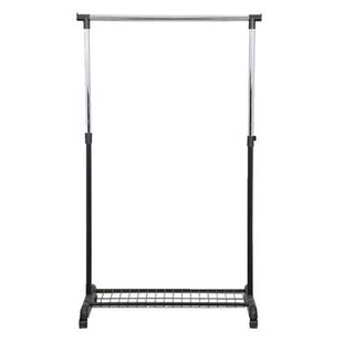 Leen Bakker - Kledingrek Op Wieltjes - /chroom - Enkel Rek - Metaal - Zwart - 43x83x168 Cm