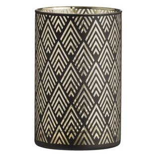 15% korting - Leen Bakker - Waxinelichthouder Strauss - /goudkleur - Ø10x15 Cm - Glas - Zwart