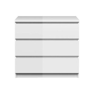 Leen Bakker - Ladekast Naia 3 Lades - Hoogglans - 70,1x76,8x50 Cm - Spaanplaat - Wit - 76.8x70.1x50 Cm