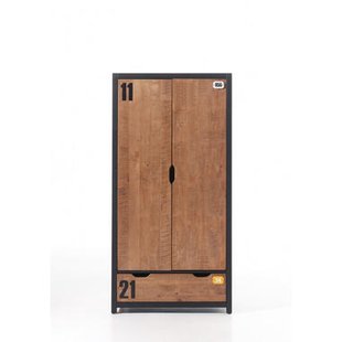 25% korting - Leen Bakker - Vipack 2-deurs Kledingkast Alex - Bruin/zwart - 200x100x55 Cm - Hout/MDF - Bruin#Zwart