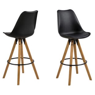 2e Halve Prijs Leen Bakker - Barkruk Verdal - (2 Stuks) - Kunststof - Zwart - 48.5x111.5x55 Cm