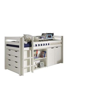 Leen Bakker - Vipack Halfhoogslaper Pino Met Bureau - Incl. Lades/kast - 114x105x209,3 Cm - Grenenhout - Wit