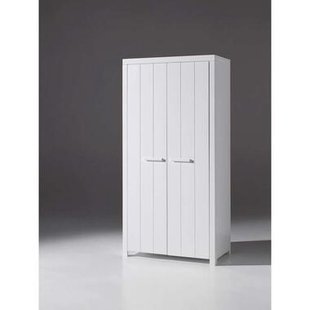 25% korting - Leen Bakker - Vipack Kledingkast Erik 2-deurs - 205x100x55 Cm - Grenenhout/MDF - Wit