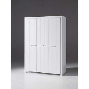 25% korting - Leen Bakker - Vipack Kledingkast Erik 3-deurs - 205x144x55 Cm - MDF - Wit