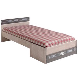 Leen Bakker - Bed Fabric - Eikenkleur/grijs - 65,8x98,6x207,2 Cm - Spaanplaat - Grijs#Bruin