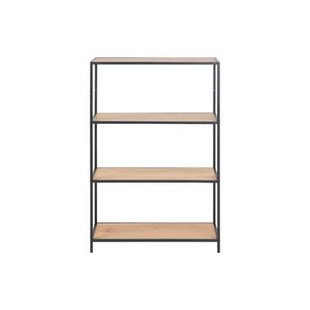 Leen Bakker - Boekenkast Jaxx - Eikenkleur - 114x77x35 Cm - Metaal/MDF - Bruin#Zwart