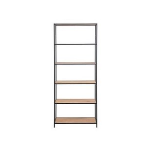 Leen Bakker - Boekenkast Jaxx - Eikenkleur - 185x77x35 Cm - Metaal/MDF - Bruin#Zwart