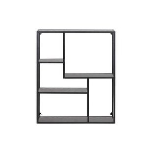 Leen Bakker - Wandrek Jaxx - 91x75x20 Cm - Hout/Metaal - Zwart