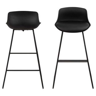 2e Halve Prijs Leen Bakker - Barkruk Liva - (2 Stuks) - Lederlook - Zwart - 49x43x94 Cm