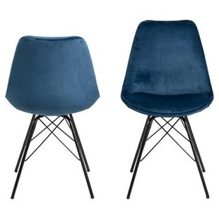 Eetkamerstoel Bonn - fluweel - donkerblauw (2 stuks) - Leen Bakker Eetkamerstoel Bonn - fluweel - donkerblauw (2 stuks) - Leen Bakker