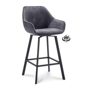 Barkruk Riyo - velvet - antraciet - 65 cm - 2 stuks - Leen Bakker Barkruk Riyo - velvet - antraciet - 65 cm - 2 stuks - Leen Bakker