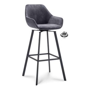 Barkruk Riyo - velvet - antraciet - 80 cm - 2 stuks - Leen Bakker Barkruk Riyo - velvet - antraciet - 80 cm - 2 stuks - Leen Bakker