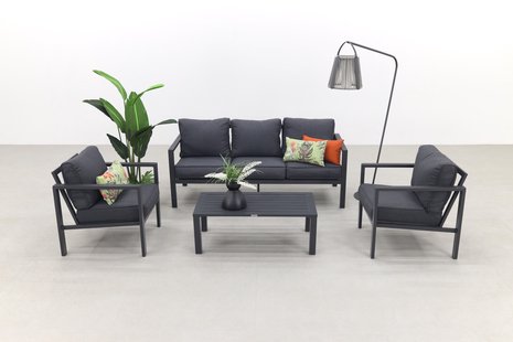 GI Springs stoel-bank loungeset (4-delig) - Antraciet OP=OP GI Springs stoel-bank loungeset (4-delig) - Antraciet OP=OP
